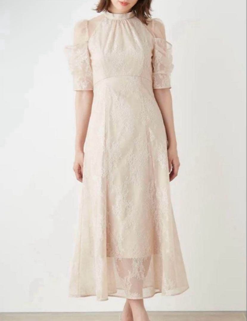 SNIDEL デザインスリーブレースドレス PBEG 0サイズ Sサイズ 美品