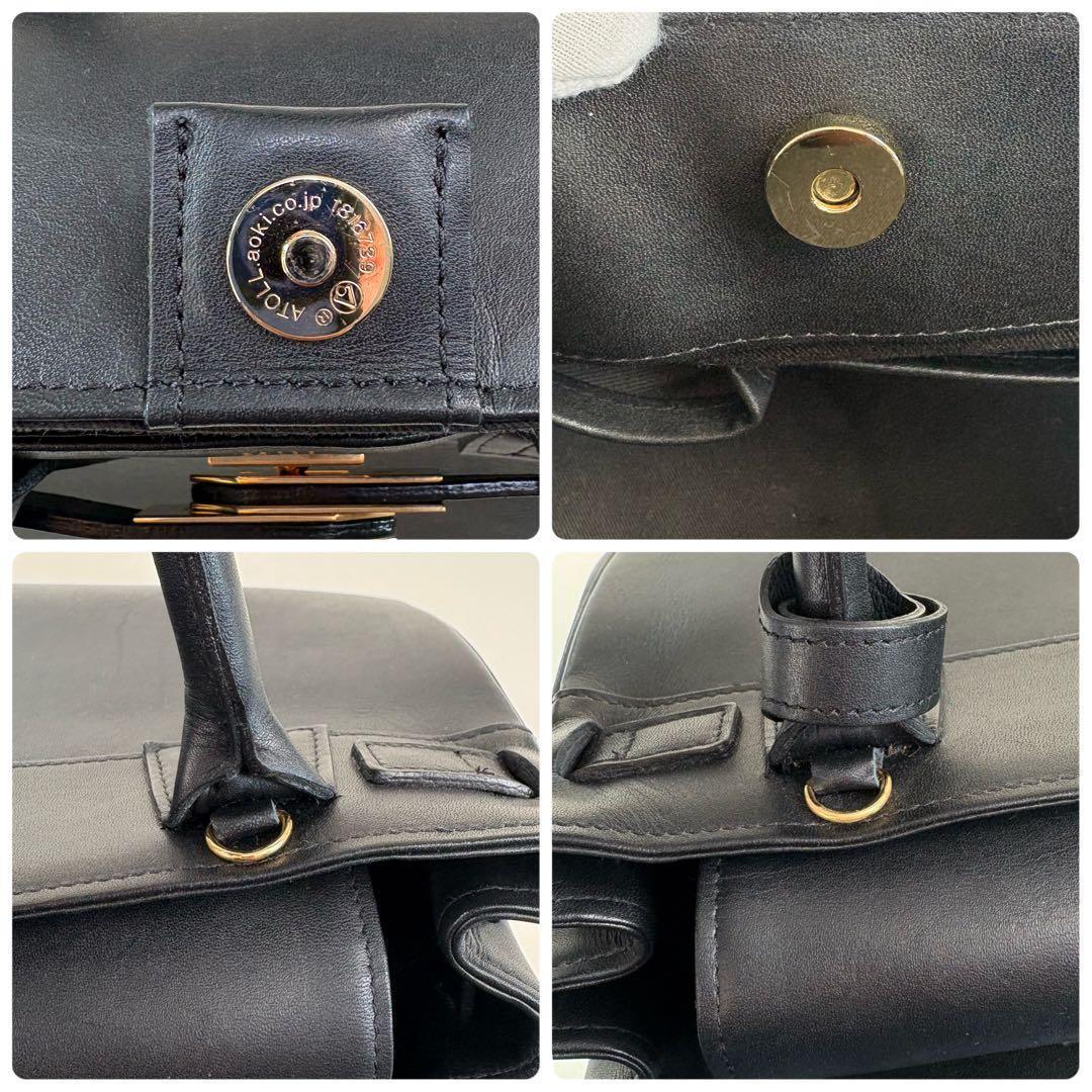 Aki 様M.U.L. レザー ハンドバッグ 2WAY ゴールド金具 日本製 黒