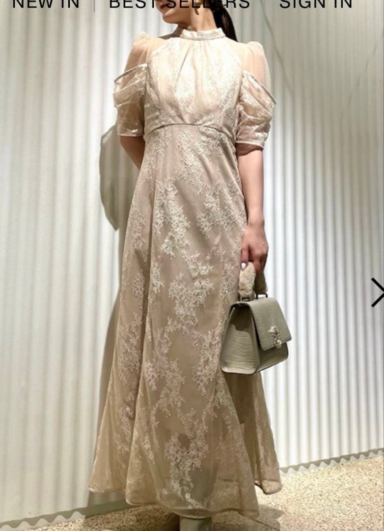 SNIDEL デザインスリーブレースドレス