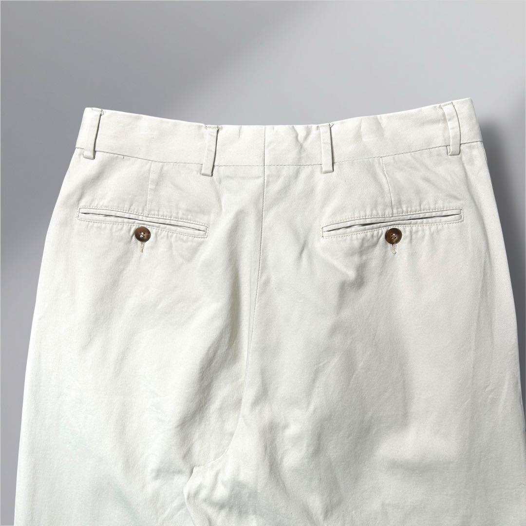 90's'GIORGIO ARMANI 2タック　ワイドチノパン　 アイボリー
