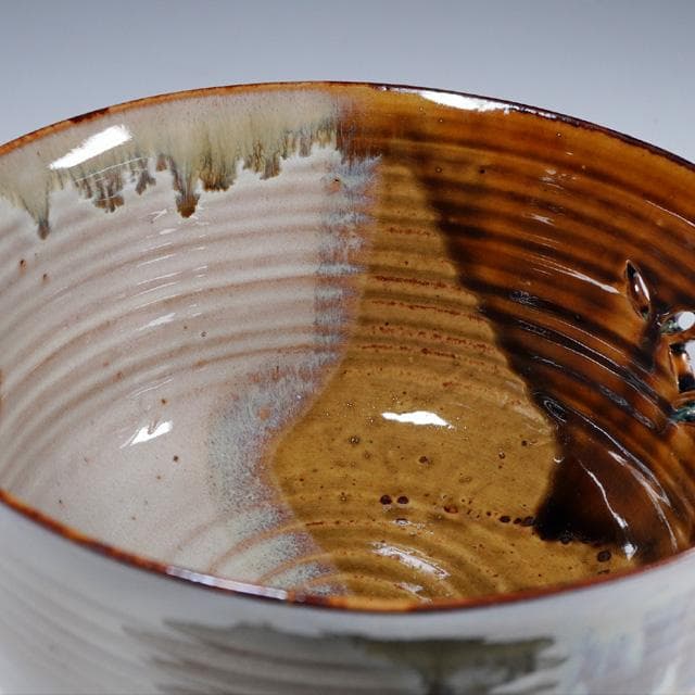 亀井味楽　高取七宝透し菓子鉢　共箱　茶道具　菓子器　掛け分け