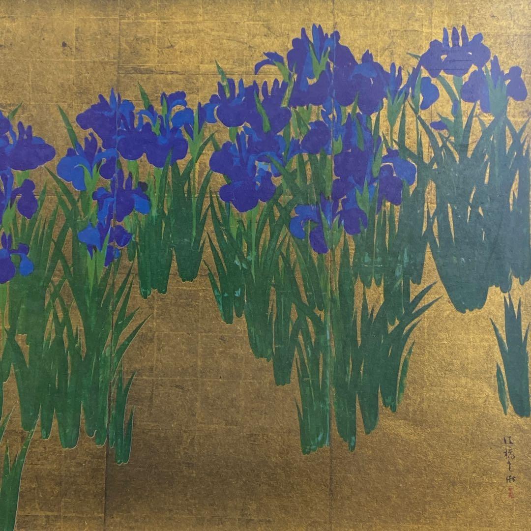 5098■尾形光琳 燕子花図 複製品 額装 左隻