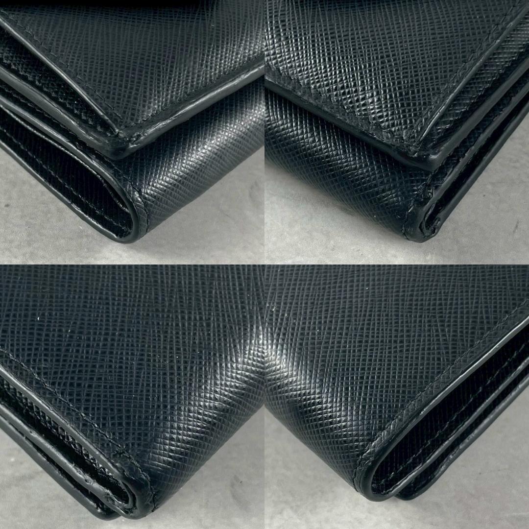 PRADA プラダ サフィアーノ メタル 三つ折り財布 コンパクトウォレット 黒