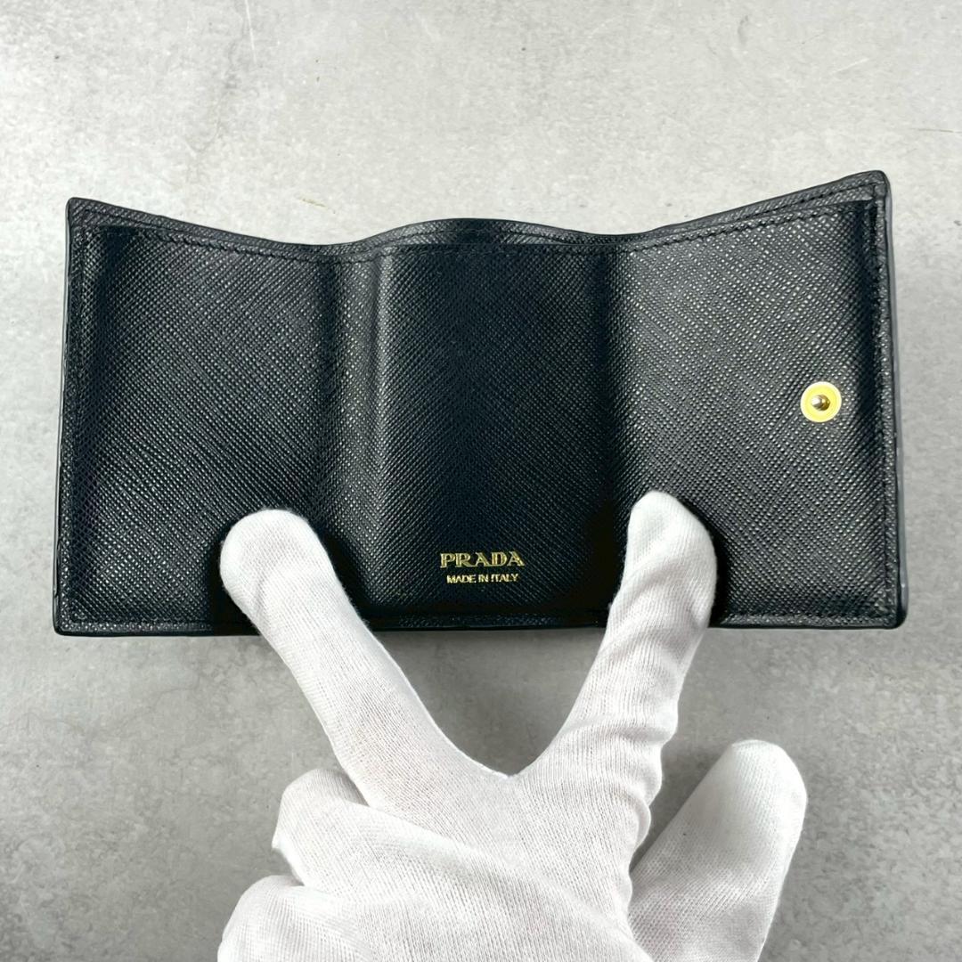 PRADA プラダ サフィアーノ メタル 三つ折り財布 コンパクトウォレット 黒