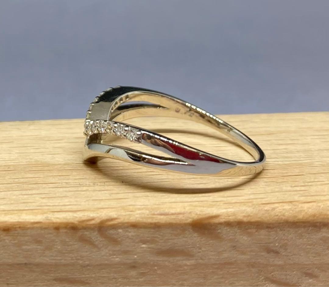 【新品未使用】PT950 天然ダイヤモンド V字　リング