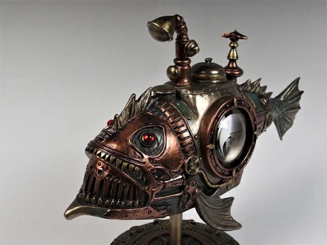 スチームパンク　fish潜水艦　置物　ライト付き　ギレルモデルトロの世界