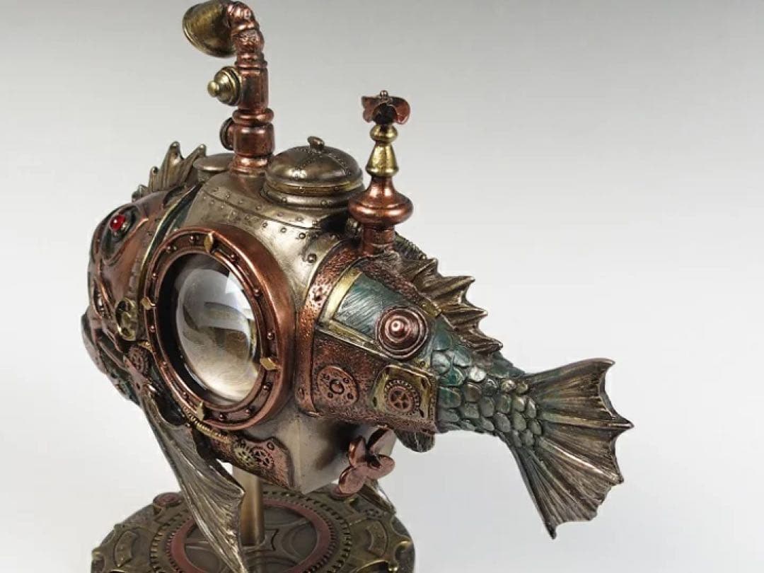 スチームパンク　fish潜水艦　置物　ライト付き　ギレルモデルトロの世界