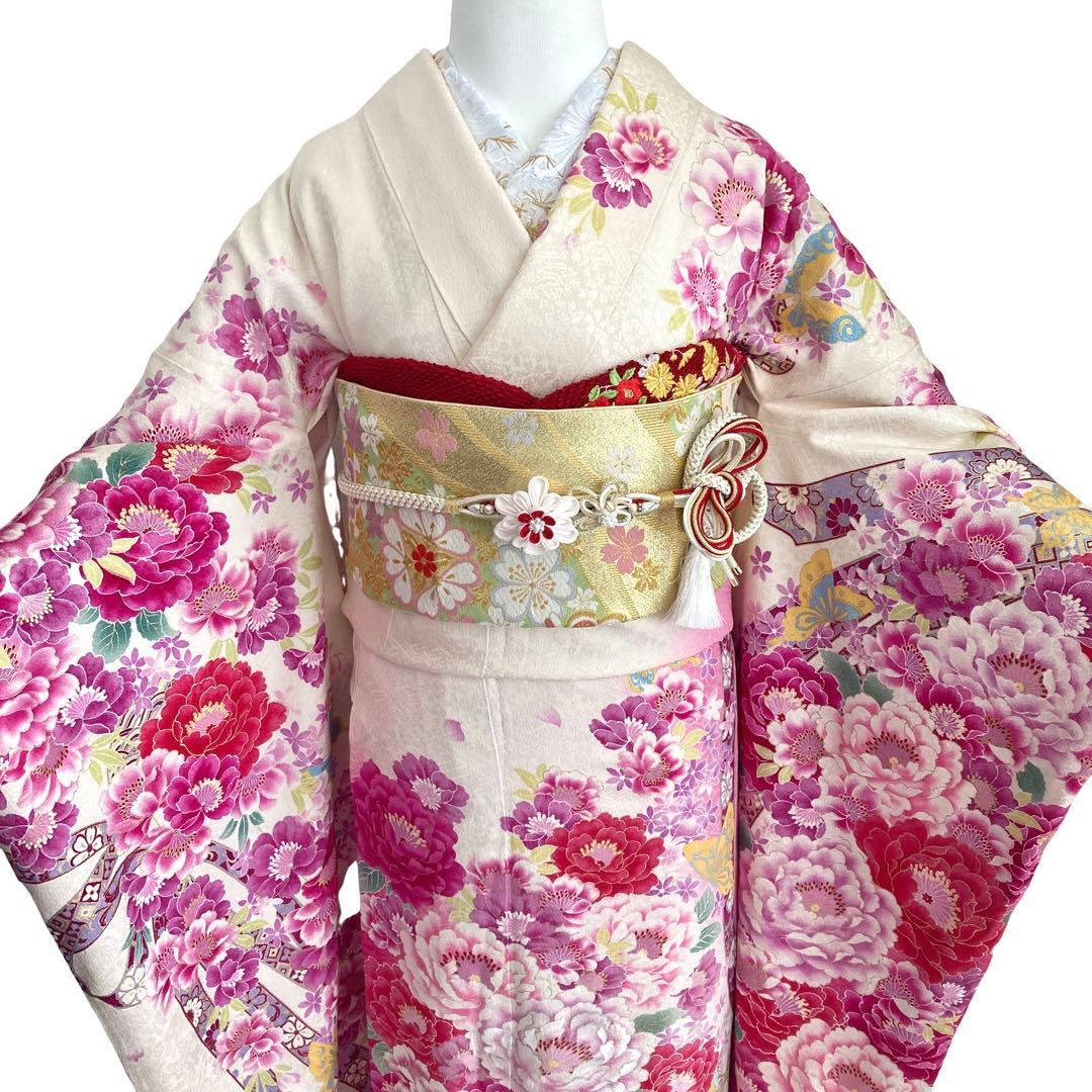 白 赤 ピンク 振袖4点セット‼️お振袖セット‼️TM NO121 フルセット