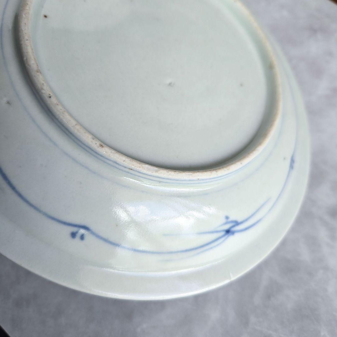 古伊万里　花唐草　七寸皿　江戸時代　染付　蛸唐草　金直し　金継ぎ　アンティーク