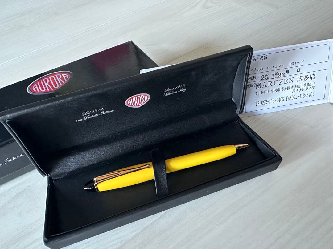 AURORA イエローボールペン 専用ケース付き
