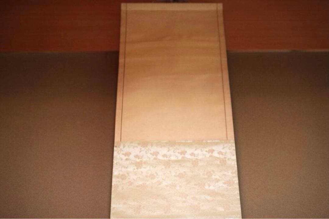 夏山水と船の図　　在銘刻印あり　水墨画　掛け軸