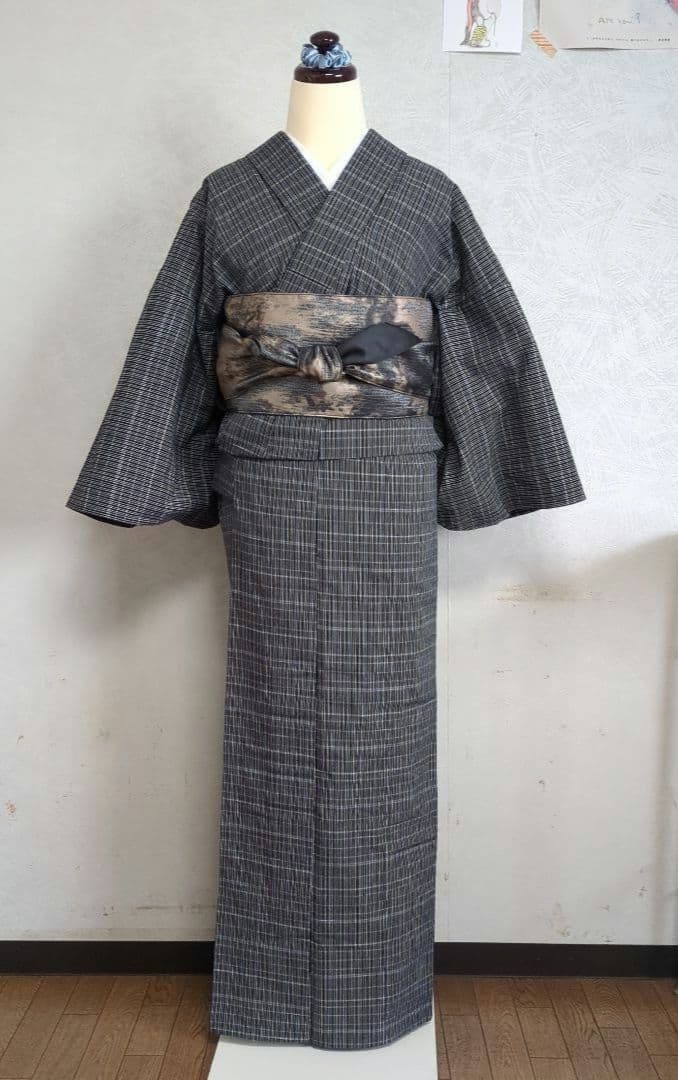 伊勢木綿　チェック　小袖