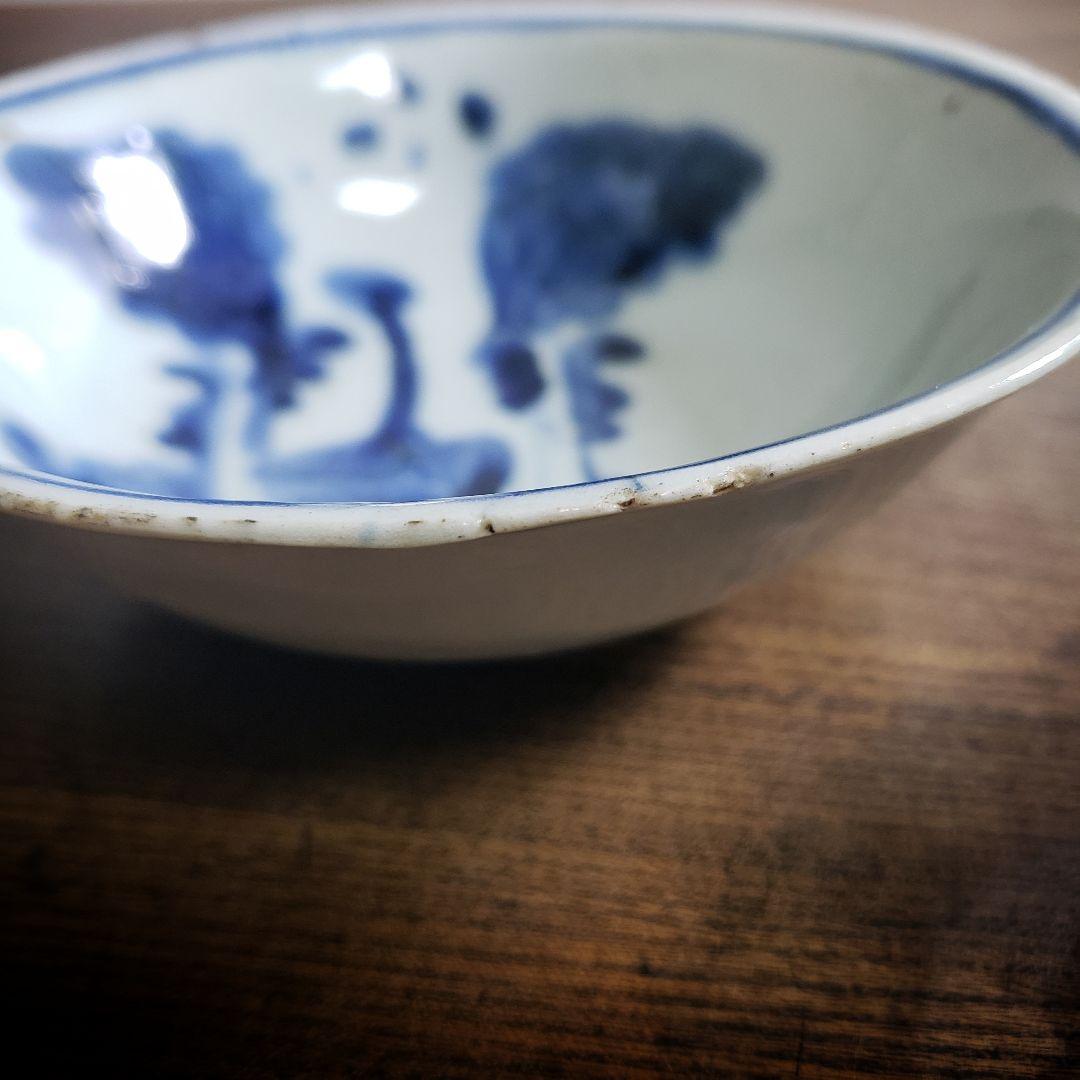 古染付　皿　なずな　草文様　中国骨董　鉢　丼　茶碗