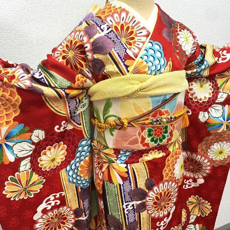 406z39☆振袖 高身長な方にも 金駒刺繍 地紋 金彩 成人式 結婚式☆美品