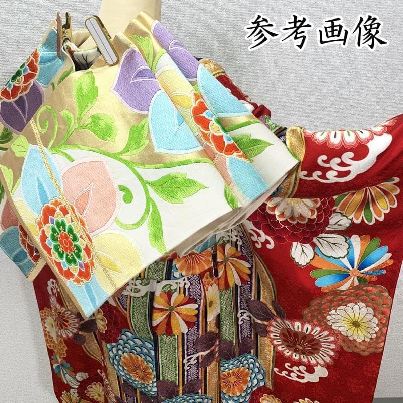 406z39☆振袖 高身長な方にも 金駒刺繍 地紋 金彩 成人式 結婚式☆美品