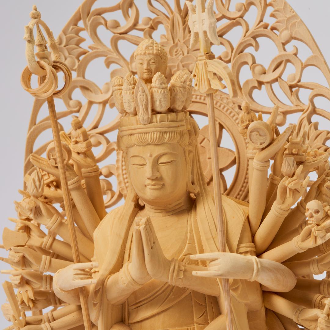 黄楊　６寸　立千手観音 #079