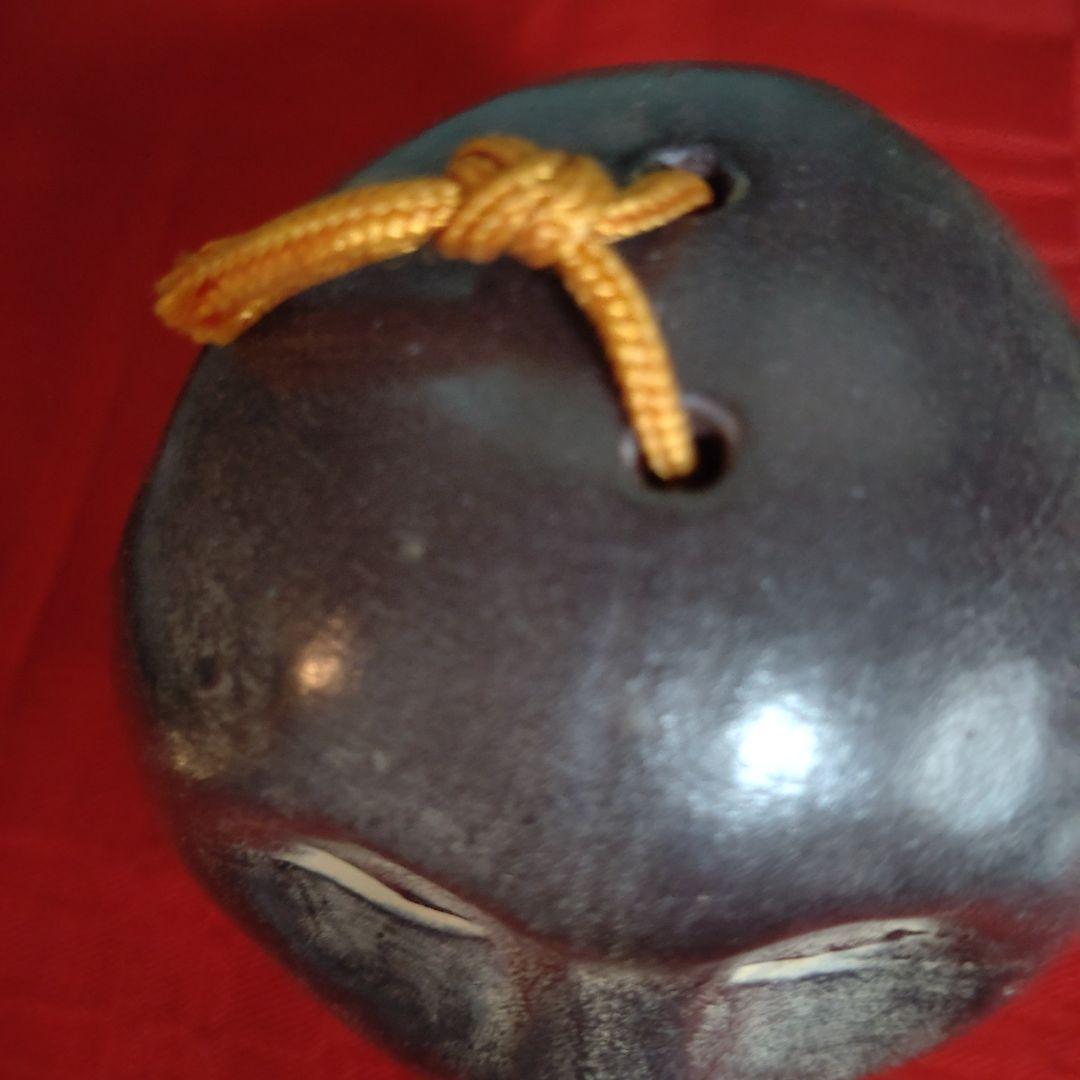 昭和の陶器製猿の三面土鈴　見ざる　言わざる　聞かざる