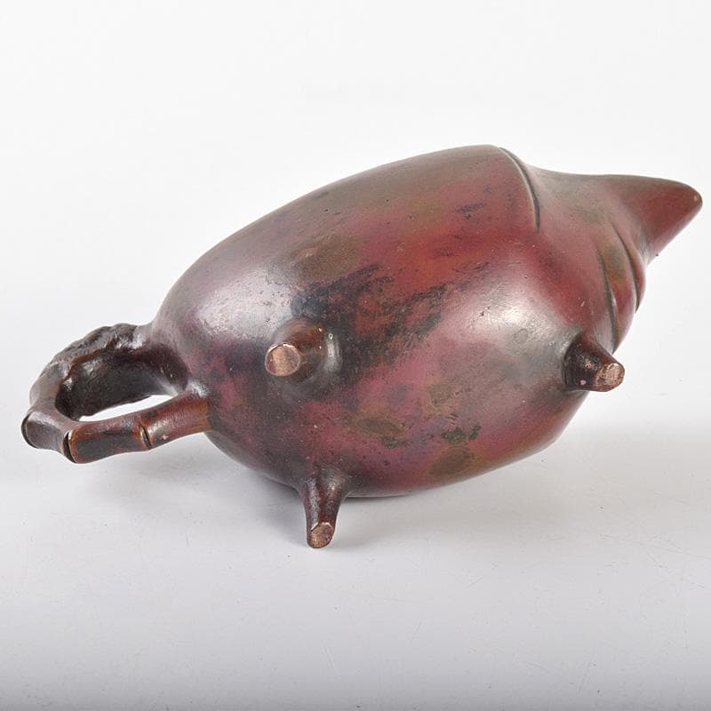 中国　紫斑銅　神獣持ち手　爵　N　R5072