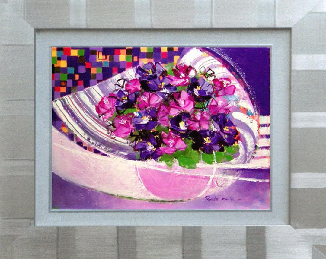 油絵 菅家令子 インテリア uF6-062304 花