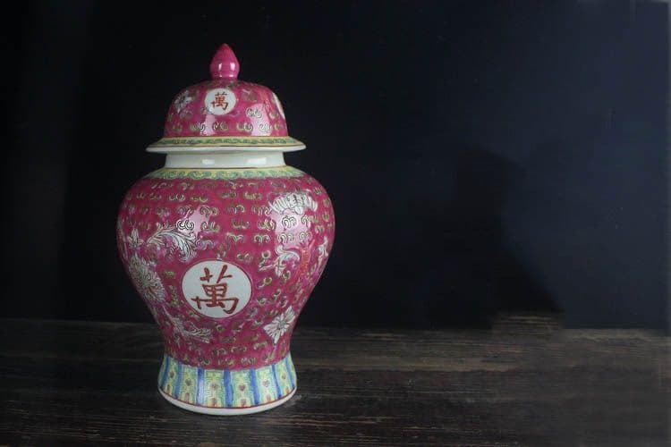 パステル万寿無彊将軍缶 景徳鎮 陶磁器 装飾品 現代工芸品 美術品 置物