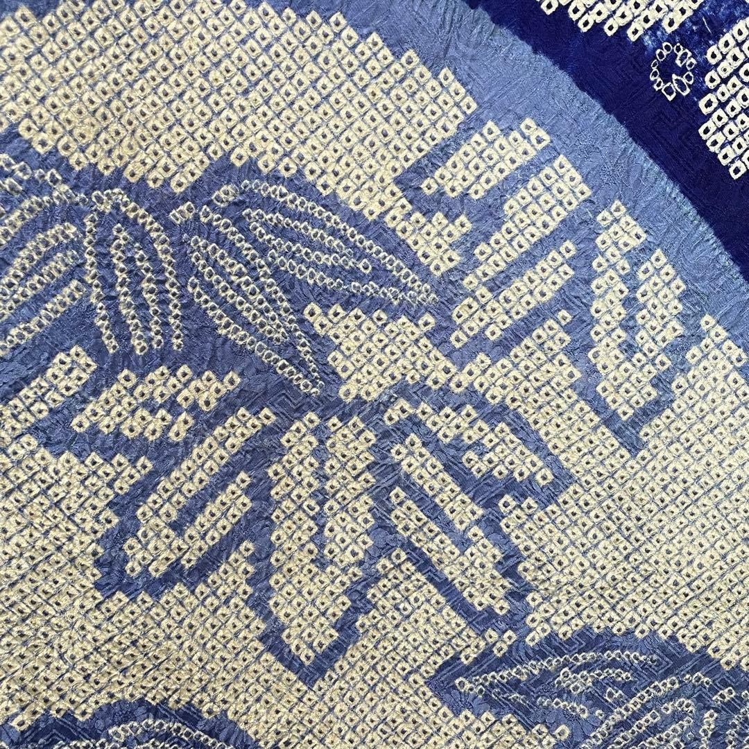 D789 振袖　総絞り　金駒刺繍　正絹　着物　袷