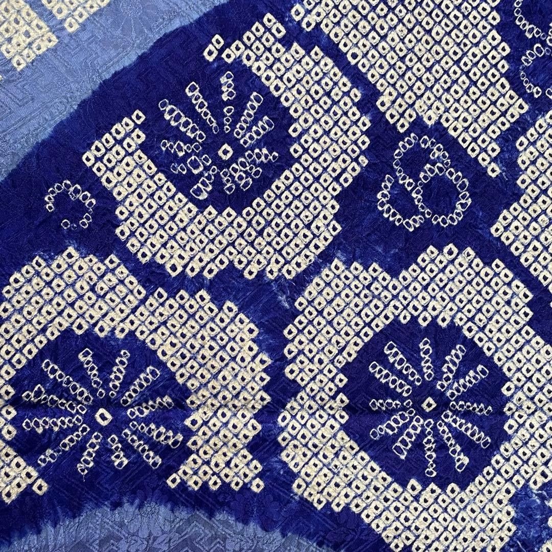 D789 振袖　総絞り　金駒刺繍　正絹　着物　袷