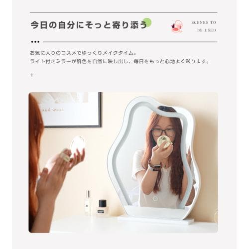 ドレッサー 化粧台 3色調節 鏡台 LEDミラー コンパクト 女優 引き出し付き