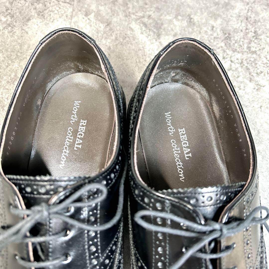 未使用級【REGAL】ビジネスシューズ/V083/メダリオン/ウイングチップ/黒