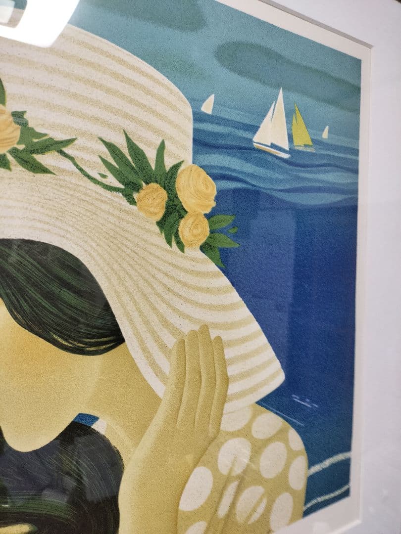 ♢ガンヌ 「日陰帽子の女」リトグラフ