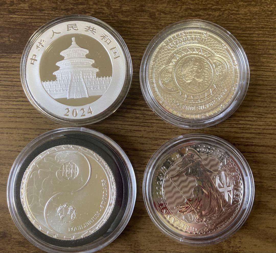 【値段交渉可能】1オンス銀貨3枚　パンダ銀貨1枚　合計4枚