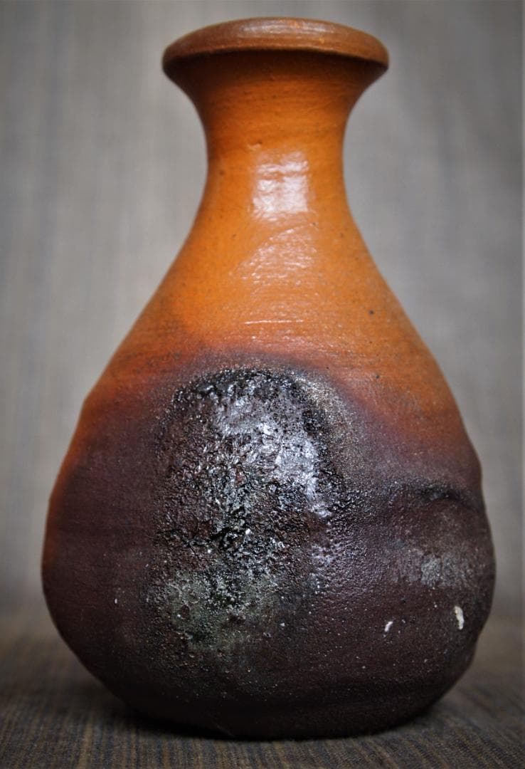 希少作★森岡成好★とくり（南蛮窯変徳利）★共箱★緋色