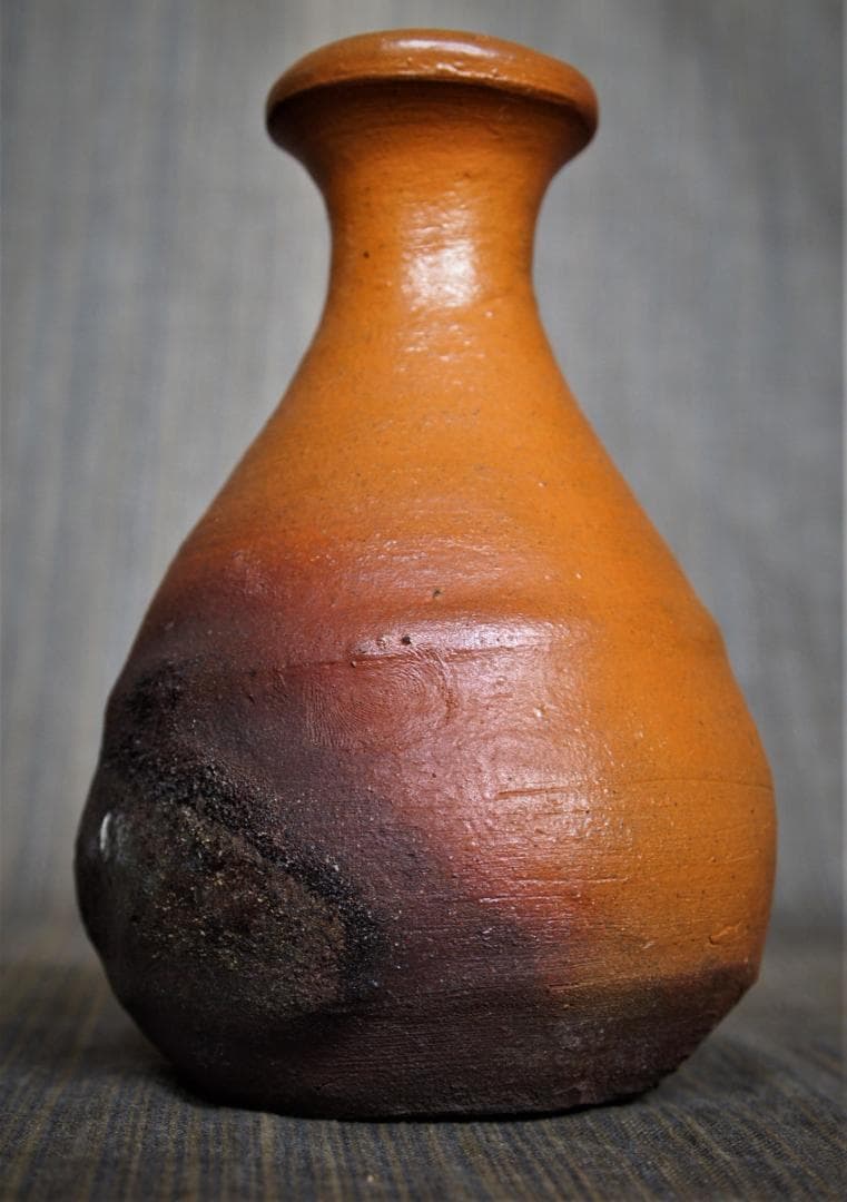 希少作★森岡成好★とくり（南蛮窯変徳利）★共箱★緋色