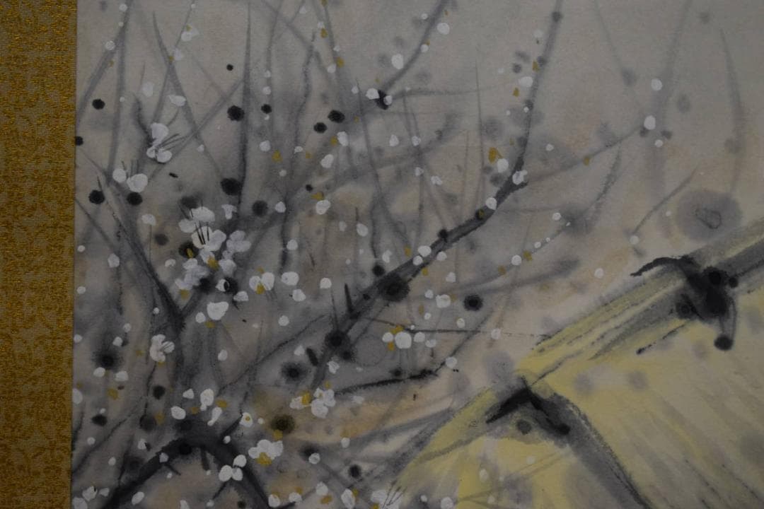 真作/日本橋三越で初の個展/田中案山子/双鶏梅図/布袋屋掛軸HG-760