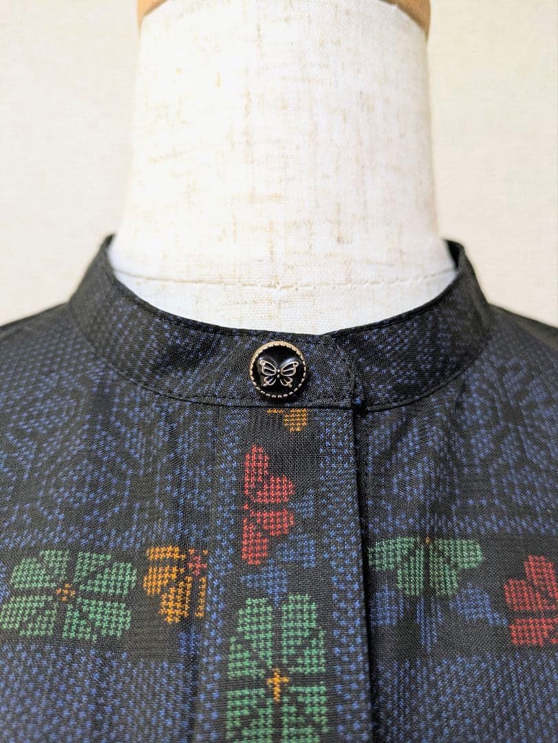 着物リメイク 大島紬 正絹　楽ちん細見えすっきりワンピース ジレ