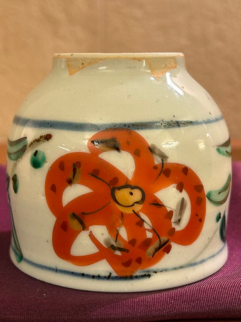 東*山様 須田菁華 色絵 百合 ゆり 湯呑 共箱