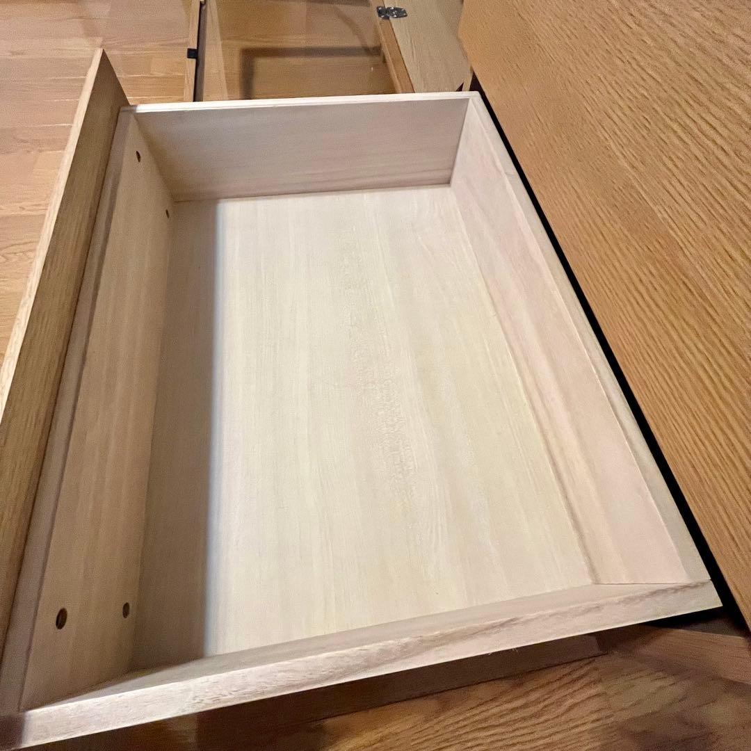 無印良品 オーク材 AVボード テレビ台 幅110cm 引き出し付き ナチュラル