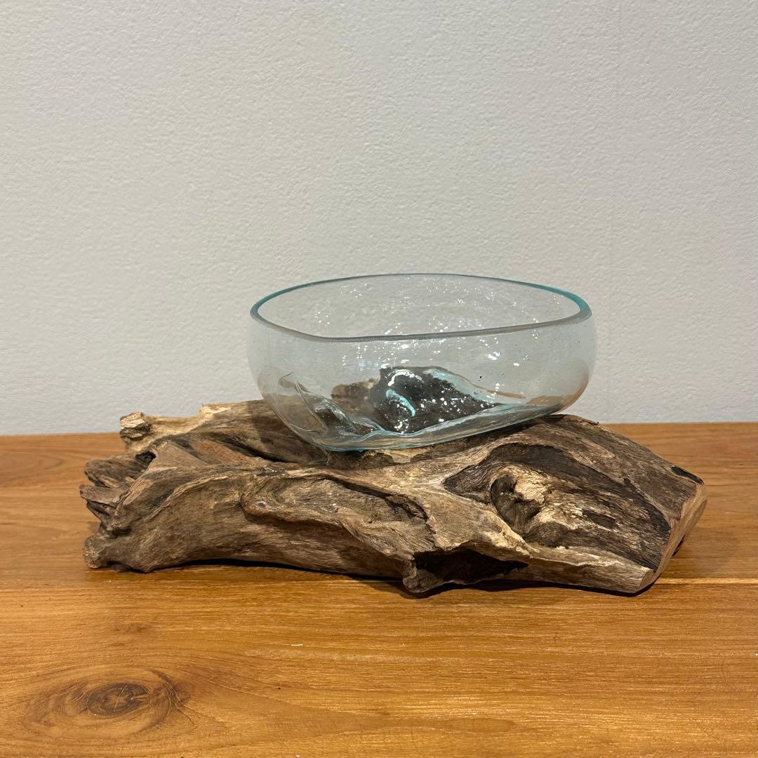 バリ島流木ガラス　w26×d18×h11cm 水槽　アクアリウムメダカ水槽805