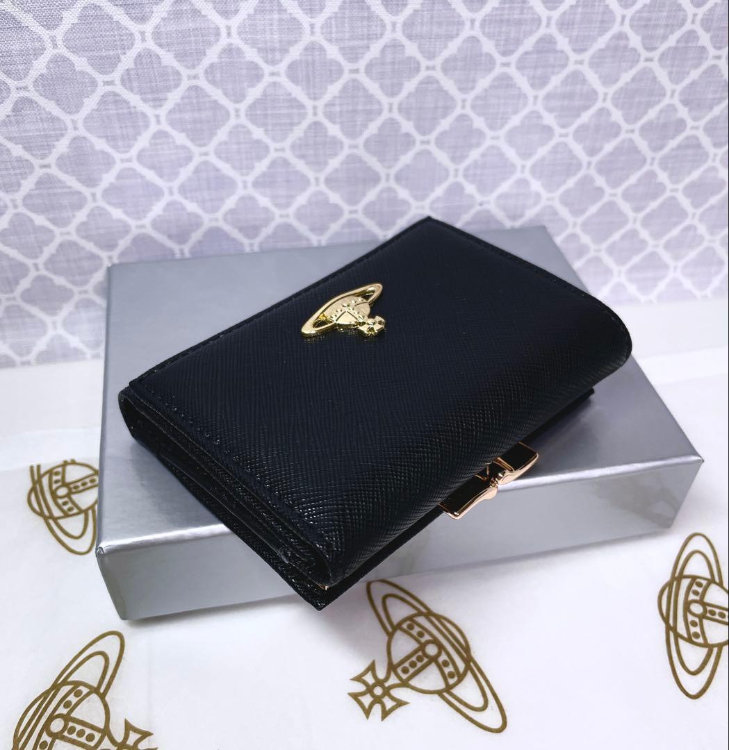 【大人気♡ショッパー付】新品 ヴィヴィアン・ウエストウッド　三折り財布 黒