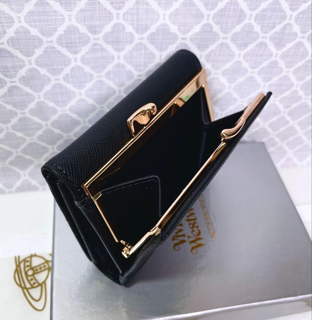 【大人気♡ショッパー付】新品 ヴィヴィアン・ウエストウッド　三折り財布 黒