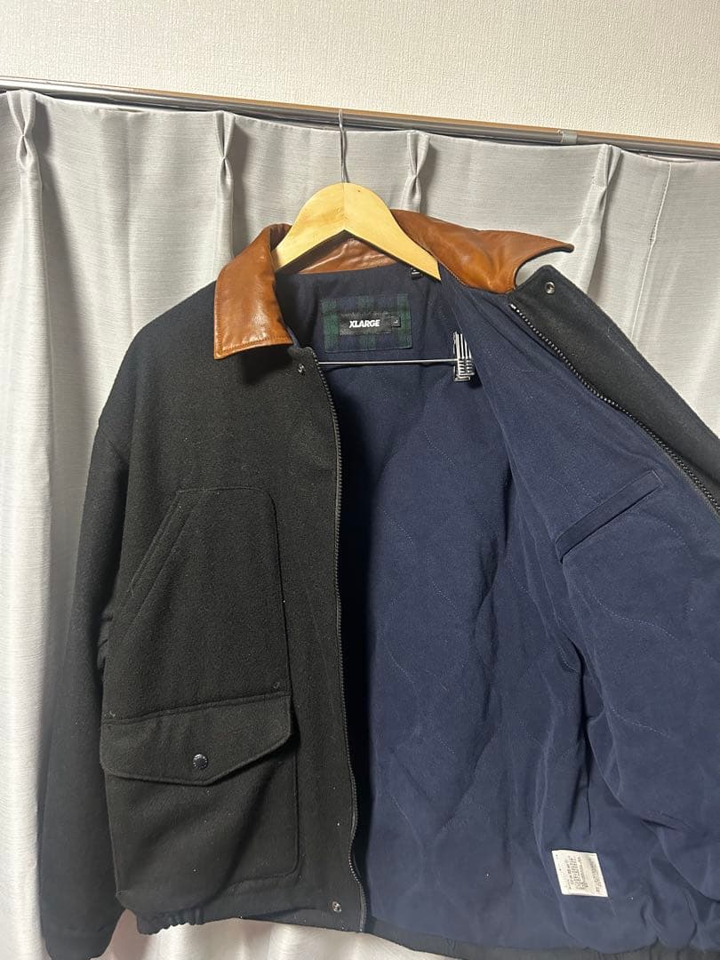 XLARGE 黒 ワークジャケット レザー襟