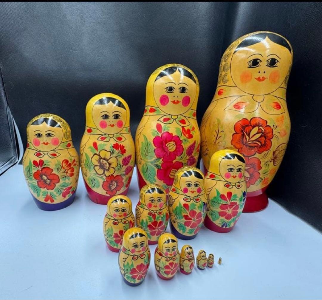 ソビエト　アンティーク　セミョーノフ社、巨大なマトリョーシカ　14組