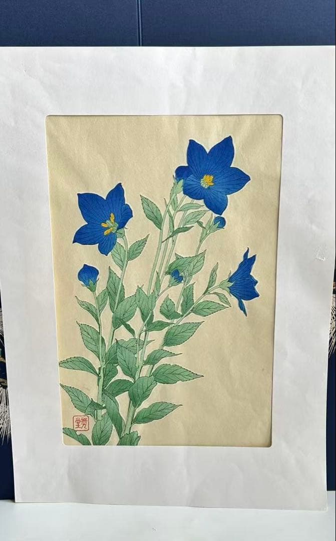 河原崎奨堂 芸艸堂 花の木版画 桔梗