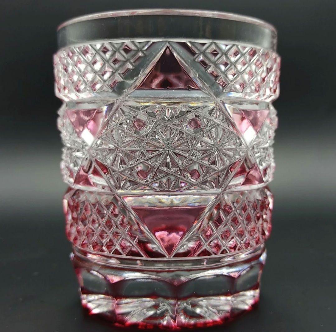 美品★薩摩切子 ロックグラス 酒器（切子、江戸切子、薩摩切子）