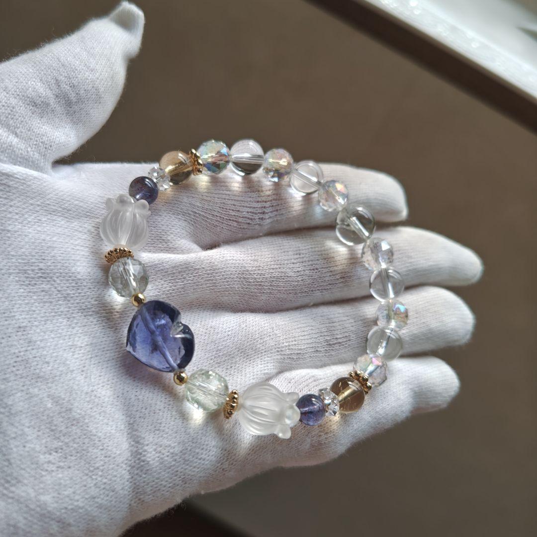 みゆ様♡専用です♡新作♡水ブレス✩宝石質アイオライト♡オーソクレース、グリーンア