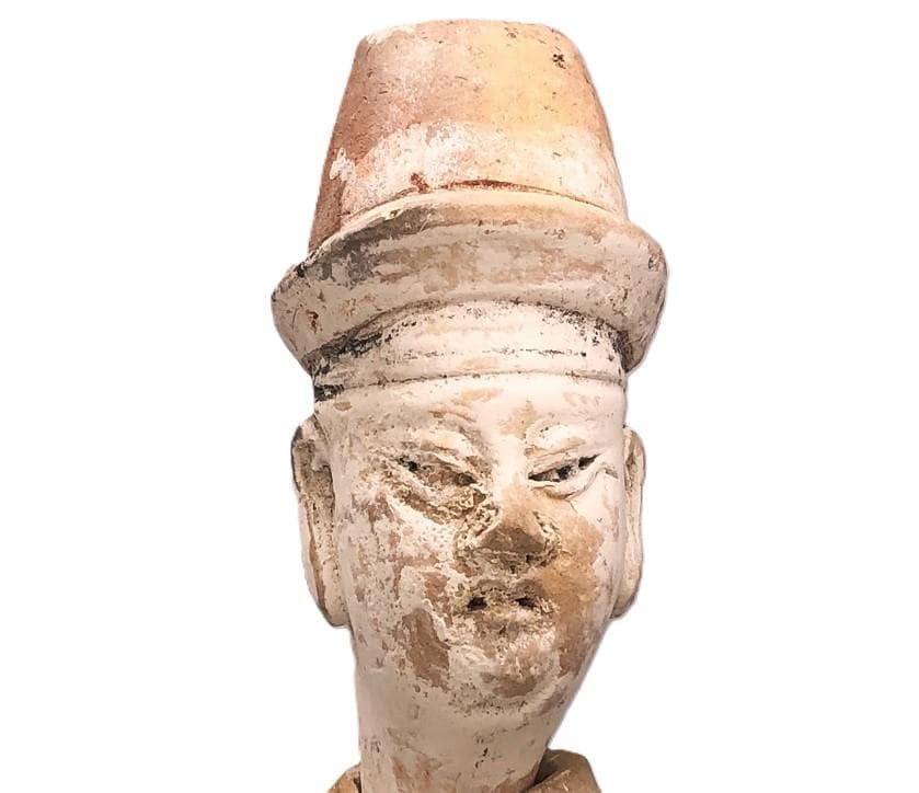 【 明朝三彩加彩文人俑 】 出土副葬品 　高43.5ｃｍ