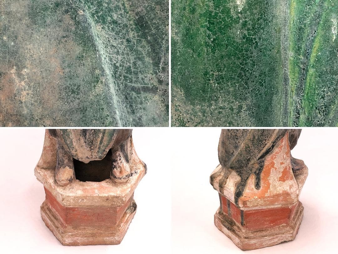 【 明朝三彩加彩文人俑 】 出土副葬品 　高43.5ｃｍ