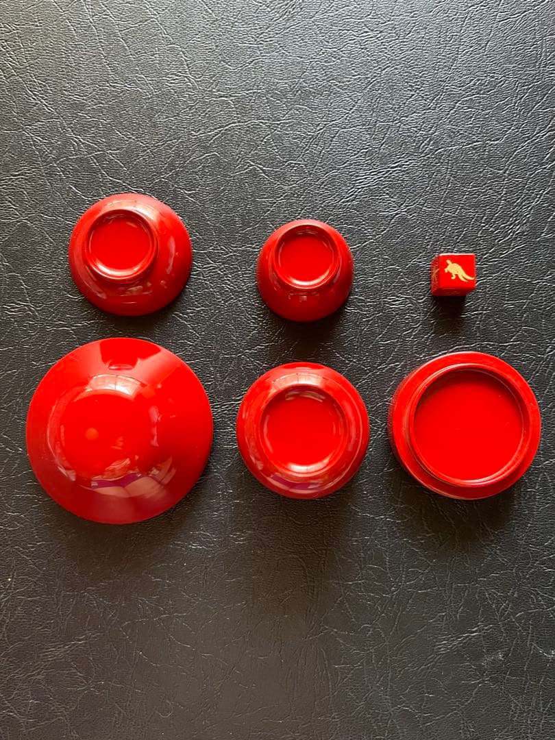 川連漆器／きのこ酒杯5点＋サイコロ