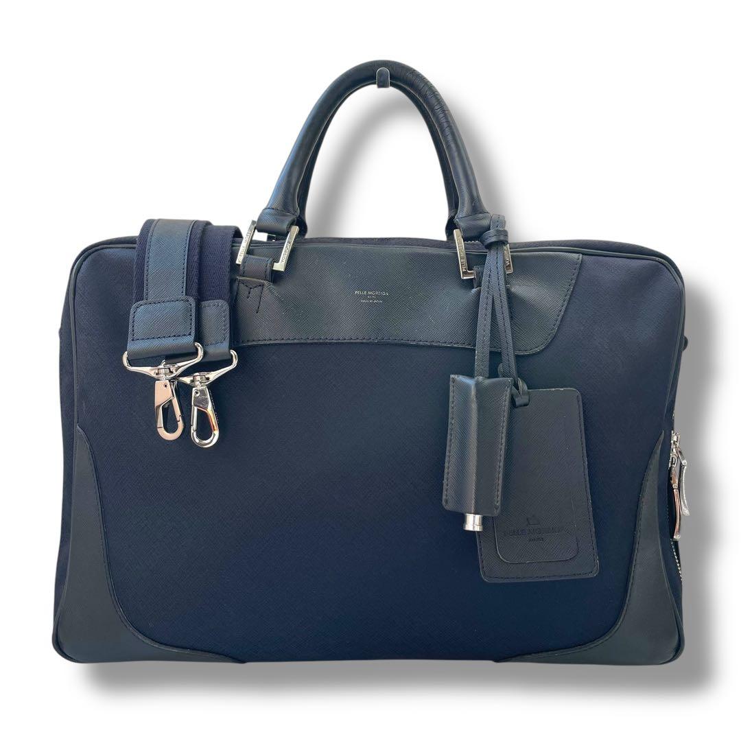 【レア】ペッレモルビダ　ビジネスバッグ　2way レザー　A4 ネイビー