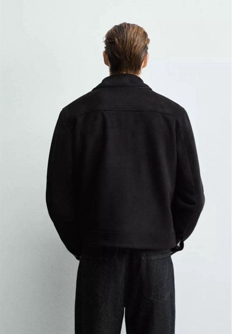 ZARA 黒 フェイクスエード トレンドジャケット