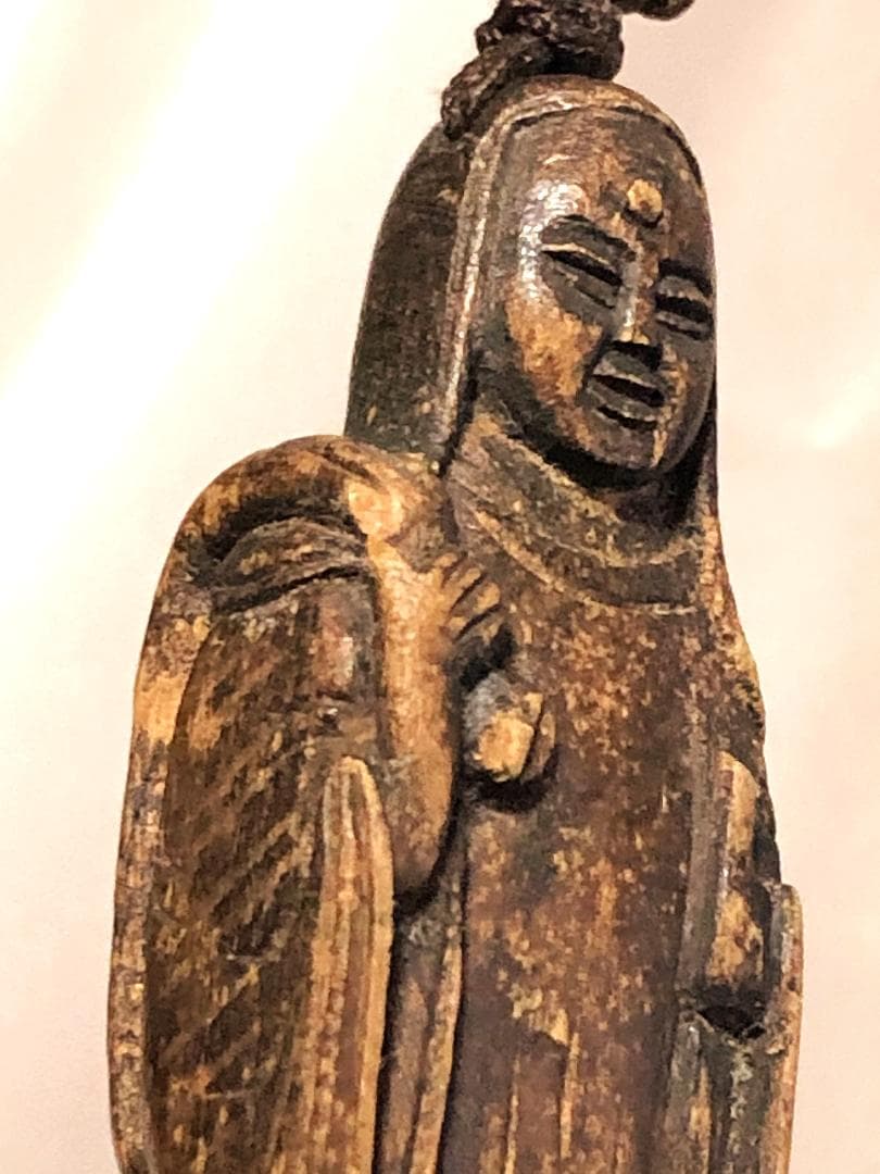 【 木彫福の神 江戸時代 】 風鎮/根付